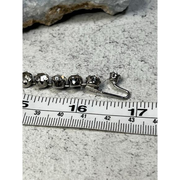 Vintage Kramer Clear Rhinestone Necklace Silver Tone prong set retro wedding - Picture 2 of 7